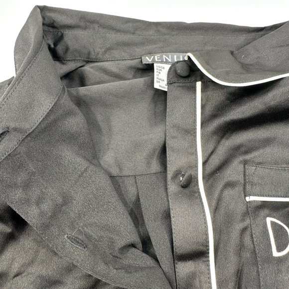 Venus Women's Size Large Sleep Pants And Shirt Black New Button Has Cloth Ripped - Picture 4 of 16